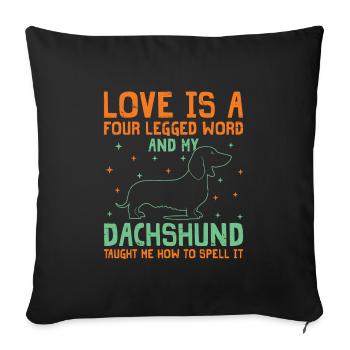 L’amour est un mot à quatre pattes teckel viennoiserie chien lo - Housse de coussin décorative 45 x 45 cm - noir - Devant
