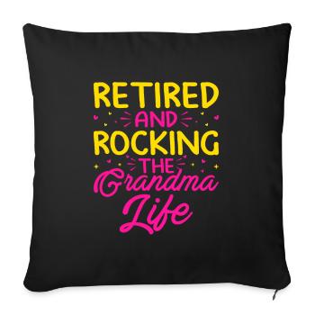Grand-mère retraitée Pension de retraite Grand-mère Reti - Housse de coussin décorative 45 x 45 cm - noir - Devant