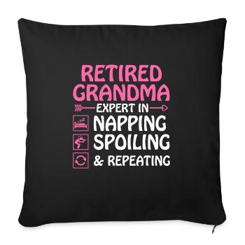 Grand-mère retraitée Pension de retraite Grand-mère Reti - Housse de coussin décorative 45 x 45 cm - noir - Devant