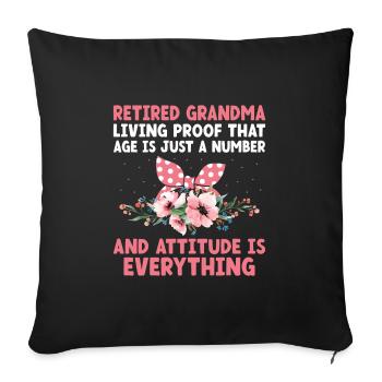 Grand-mère retraitée Pension de retraite Grand-mère Reti - Housse de coussin décorative 45 x 45 cm - noir - Devant