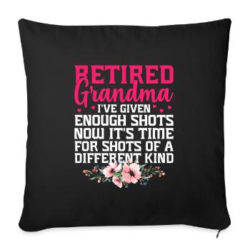 Grand-mère retraitée Pension Infirmière infirmière en soins infirmiers - Housse de coussin décorative 45 x 45 cm - noir - Devant