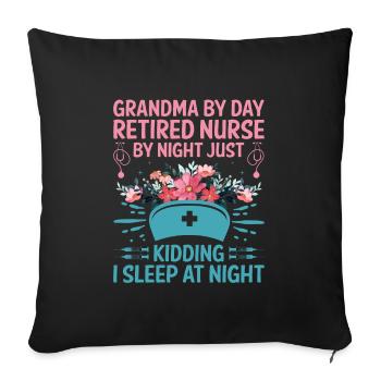 Grand-mère retraitée Pension Infirmière infirmière en soins infirmiers - Housse de coussin décorative 45 x 45 cm - noir - Devant