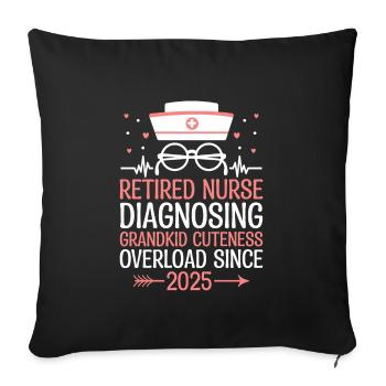 Grand-mère retraitée Pension Infirmière infirmière en soins infirmiers - Housse de coussin décorative 45 x 45 cm - noir - Devant