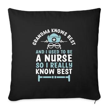 Grand-mère retraitée Pension Infirmière infirmière en soins infirmiers - Housse de coussin décorative 45 x 45 cm - noir - Devant