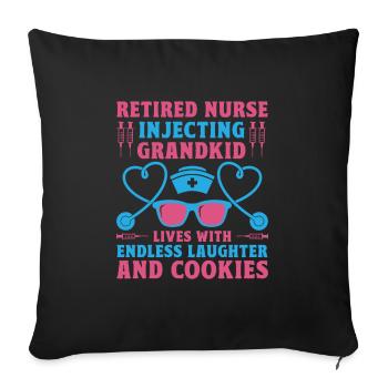 Grand-mère retraitée Pension Infirmière infirmière en soins infirmiers - Housse de coussin décorative 45 x 45 cm - noir - Devant