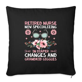 Grand-mère retraitée Pension Infirmière infirmière en soins infirmiers - Housse de coussin décorative 45 x 45 cm - noir - Devant