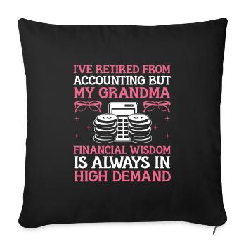 Grand-mère à la retraite Pensioner Comptable Banque - Housse de coussin décorative 45 x 45 cm - noir - Devant