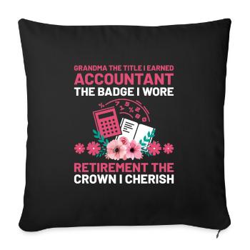 Grand-mère à la retraite Pensioner Comptable Banque - Housse de coussin décorative 45 x 45 cm - noir - Devant