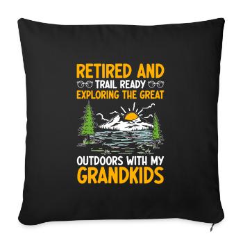 Randonnée Grand-mère retraitée Retraitée Pension Hiker Tre - Housse de coussin décorative 45 x 45 cm - noir - Devant