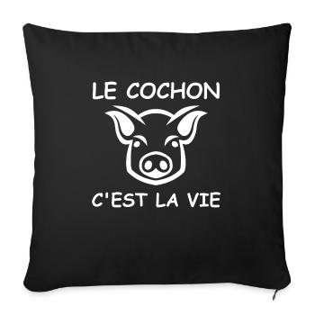 Le cochon c'est la vie - Housse de coussin décorative 45 x 45 cm - noir - Devant
