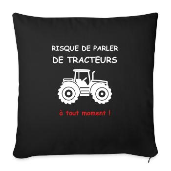 Risque de parler de tracteurs - Housse de coussin décorative 45 x 45 cm - noir - Devant