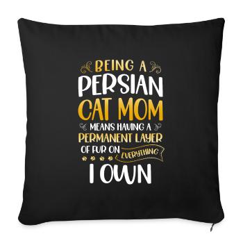 Persian Cat Cat Lover Cat Owner Persian Longhair C - Sofa pillowcase 17,3'' x 17,3'' (45 x 45 cm) - black - Front