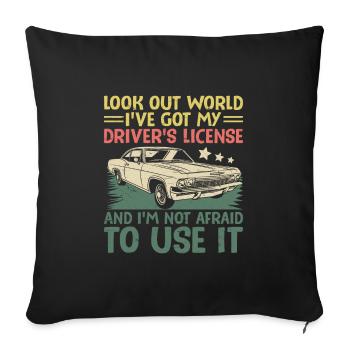 Driving License Passed New Driver Permit Driving S - Sofa pillowcase 17,3'' x 17,3'' (45 x 45 cm) - black - Front
