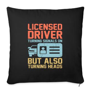 Driving License Passed New Driver Permit Driving S - Sofa pillowcase 17,3'' x 17,3'' (45 x 45 cm) - black - Front