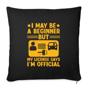 Driving License Passed New Driver Permit Driving S - Sofa pillowcase 17,3'' x 17,3'' (45 x 45 cm) - black - Front