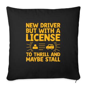 Driving License Passed New Driver Permit Driving S - Sofa pillowcase 17,3'' x 17,3'' (45 x 45 cm) - black - Front