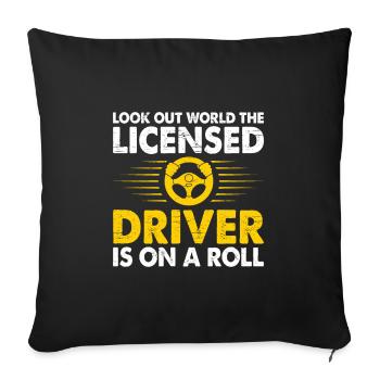 Driving License Passed New Driver Permit Driving S - Sofa pillowcase 17,3'' x 17,3'' (45 x 45 cm) - black - Front