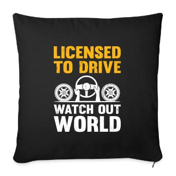 Driving License Passed New Driver Permit Driving S - Sofa pillowcase 17,3'' x 17,3'' (45 x 45 cm) - black - Front