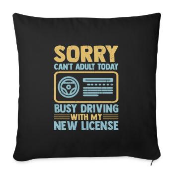 Driving License Passed New Driver Permit Driving S - Sofa pillowcase 17,3'' x 17,3'' (45 x 45 cm) - black - Front