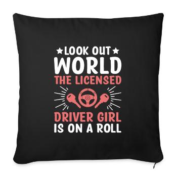 Driving License Passed New Driver Permit Driving S - Sofa pillowcase 17,3'' x 17,3'' (45 x 45 cm) - black - Front