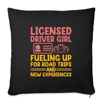 Driving License Passed New Driver Permit Driving S - Sofa pillowcase 17,3'' x 17,3'' (45 x 45 cm) - black - Front