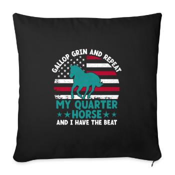 American Quarter Horse Equestrian Horse Lover Hors - Housse de coussin décorative 45 x 45 cm - noir - Devant