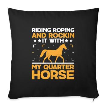American Quarter Horse Equestrian Horse Lover Hors - Housse de coussin décorative 45 x 45 cm - noir - Devant