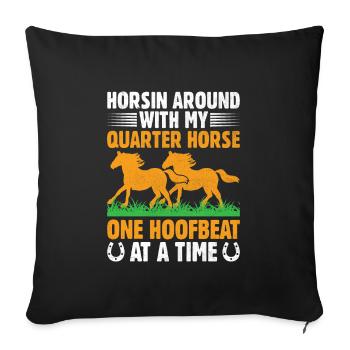 American Quarter Horse Equestrian Horse Lover Hors - Sofa pillowcase 17,3'' x 17,3'' (45 x 45 cm) - black - Front