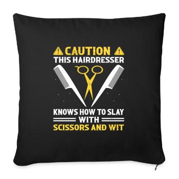 Coiffeur Coiffeur Coiffeur Coiffure Coiffure - Housse de coussin décorative 45 x 45 cm - noir - Devant