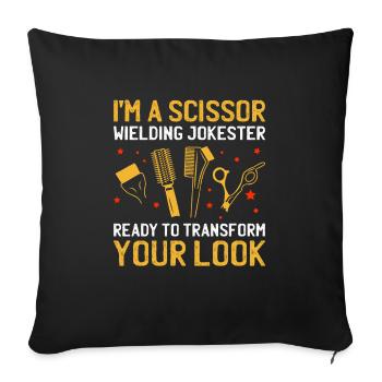 Coiffeur Coiffeur Coiffeur Coiffure Coiffure - Housse de coussin décorative 45 x 45 cm - noir - Devant