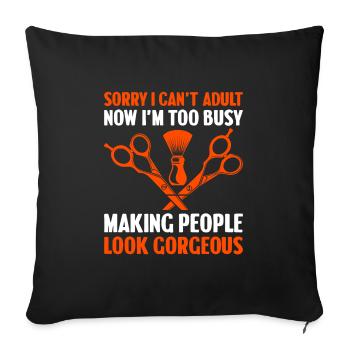 Coiffeur Coiffeur Coiffeur Coiffure Coiffure - Housse de coussin décorative 45 x 45 cm - noir - Devant