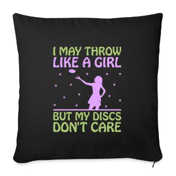 Disc Golf Player Disc Golfer Frisbee Player Par Pu - Housse de coussin décorative 45 x 45 cm - noir - Devant