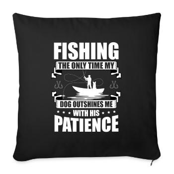 Propriétaires de chiens de pêche Amoureux des chiens Entonnoir de pêche parfait - Housse de coussin décorative 45 x 45 cm - noir - Devant