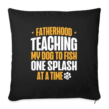 Propriétaires de chiens de pêche Amoureux des chiens Entonnoir de pêche parfait - Housse de coussin décorative 45 x 45 cm - noir - Devant