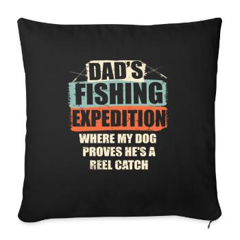 Propriétaires de chiens de pêche Amoureux des chiens Entonnoir de pêche parfait - Housse de coussin décorative 45 x 45 cm - noir - Devant