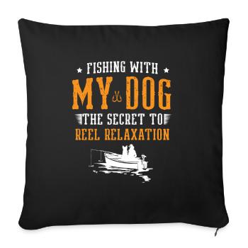 Propriétaires de chiens de pêche Amoureux des chiens Entonnoir de pêche parfait - Housse de coussin décorative 45 x 45 cm - noir - Devant