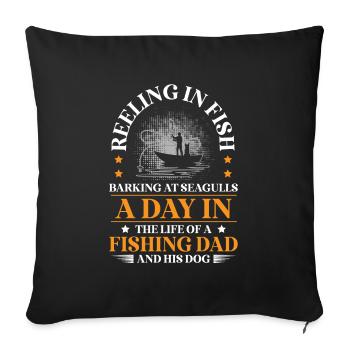 Propriétaires de chiens de pêche Amoureux des chiens Entonnoir de pêche parfait - Housse de coussin décorative 45 x 45 cm - noir - Devant