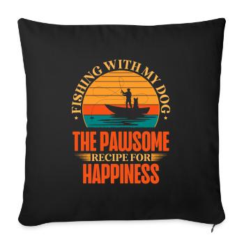 Propriétaires de chiens de pêche Amoureux des chiens Entonnoir de pêche parfait - Housse de coussin décorative 45 x 45 cm - noir - Devant