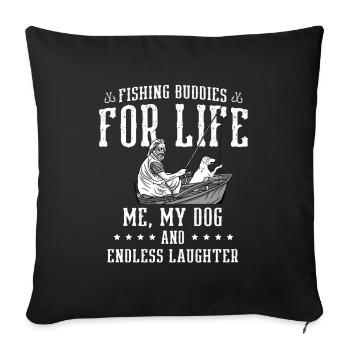 Angeln Hundebesitzer Hundeliebhaber Perfect Fishing Funn - Sofakissenbezug 45 x 45 cm - Schwarz - Vorne