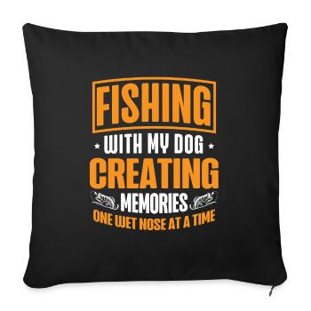 Fishing Dog Owners Dog Lovers Perfect Fishing Funn - Sofa pillowcase 17,3'' x 17,3'' (45 x 45 cm) - black - Front