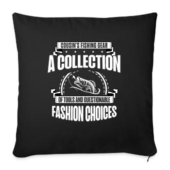 Fishing Cousin Fisherman Cousins Funny Fish Perfec - Sofa pillowcase 17,3'' x 17,3'' (45 x 45 cm) - black - Front