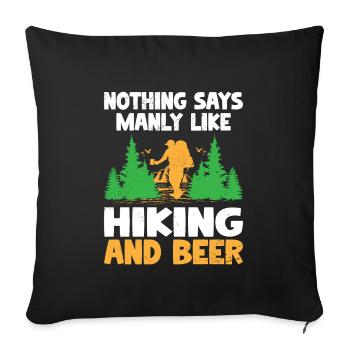 Randonnée Randonneur Nature Trekking Alpinisme en plein air - Housse de coussin décorative 45 x 45 cm - noir - Devant