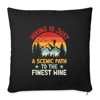 Randonnée Randonneur Nature Trekking Alpinisme en plein air - Housse de coussin décorative 45 x 45 cm - noir - Devant