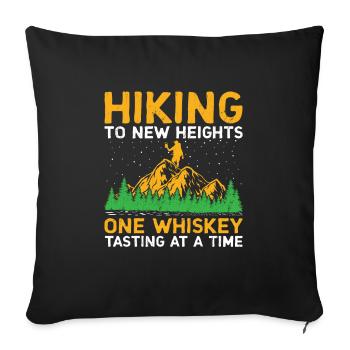 Randonnée Randonneur Nature Trekking Alpinisme en plein air - Housse de coussin décorative 45 x 45 cm - noir - Devant