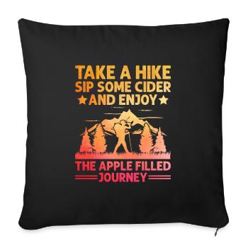 Wanderer, Wandern, Trekking, Outdoor, Natur, Alkohol, Getränk - Sofakissenbezug 45 x 45 cm - Schwarz - Vorne