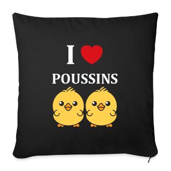 J'aime les poussins - Housse de coussin décorative 45 x 45 cm - noir - Devant