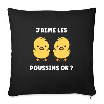 J'aime les poussins - Housse de coussin décorative 45 x 45 cm - noir - Devant