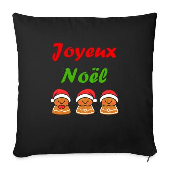 Joyeux noel pain d'épice - Housse de coussin décorative 45 x 45 cm - noir - Devant