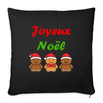 Joyeux noel pain d'épice - Housse de coussin décorative 45 x 45 cm - noir - Devant