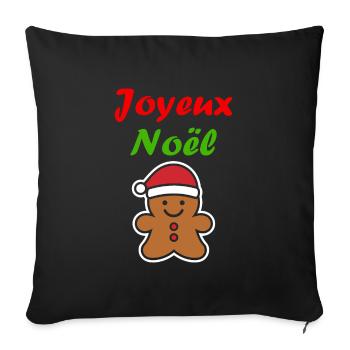 Joyeux noel pain d'épice - Housse de coussin décorative 45 x 45 cm - noir - Devant